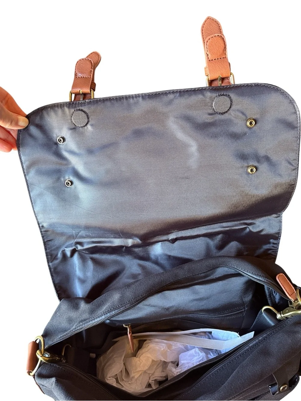 Bodomint Gender Neutral Nylon Vegan Leather Laptop Diaper Bag Multi Use Bag